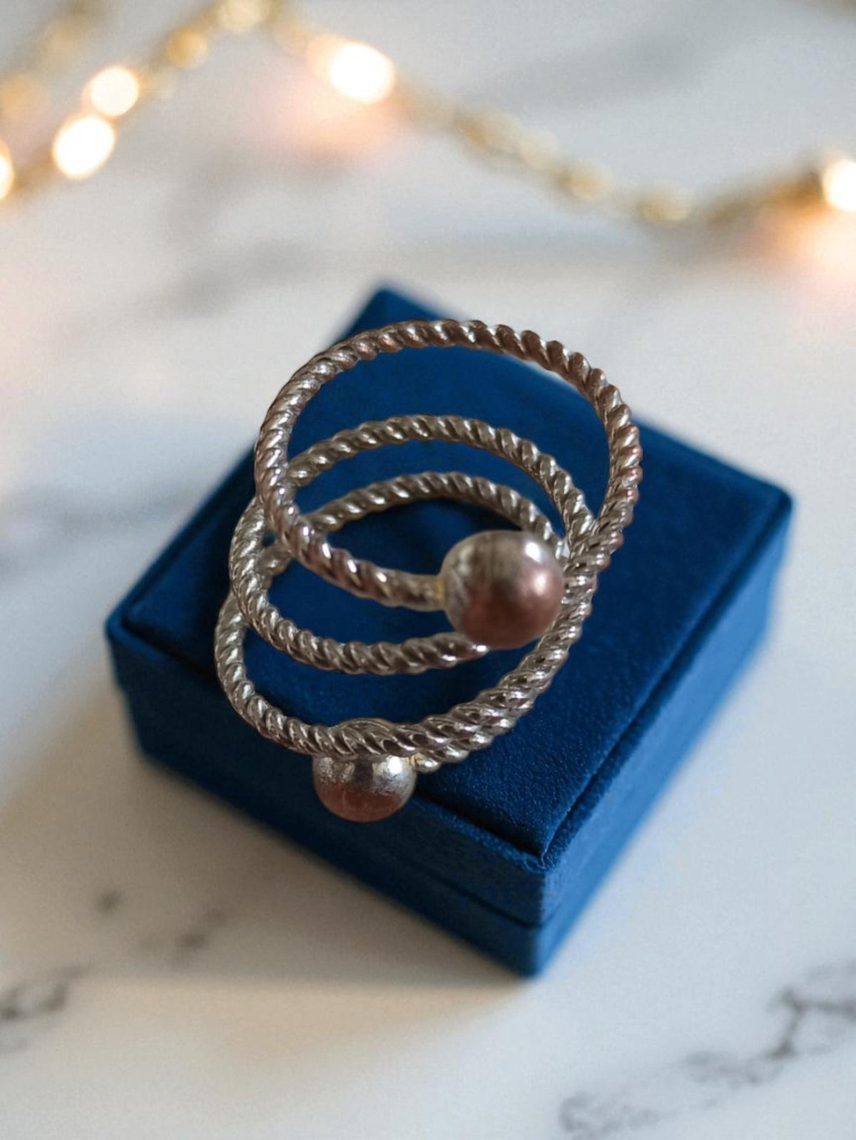 Ausgefallener Vintage-Spiralring, gedreht, Größe 49, Retro-Stil