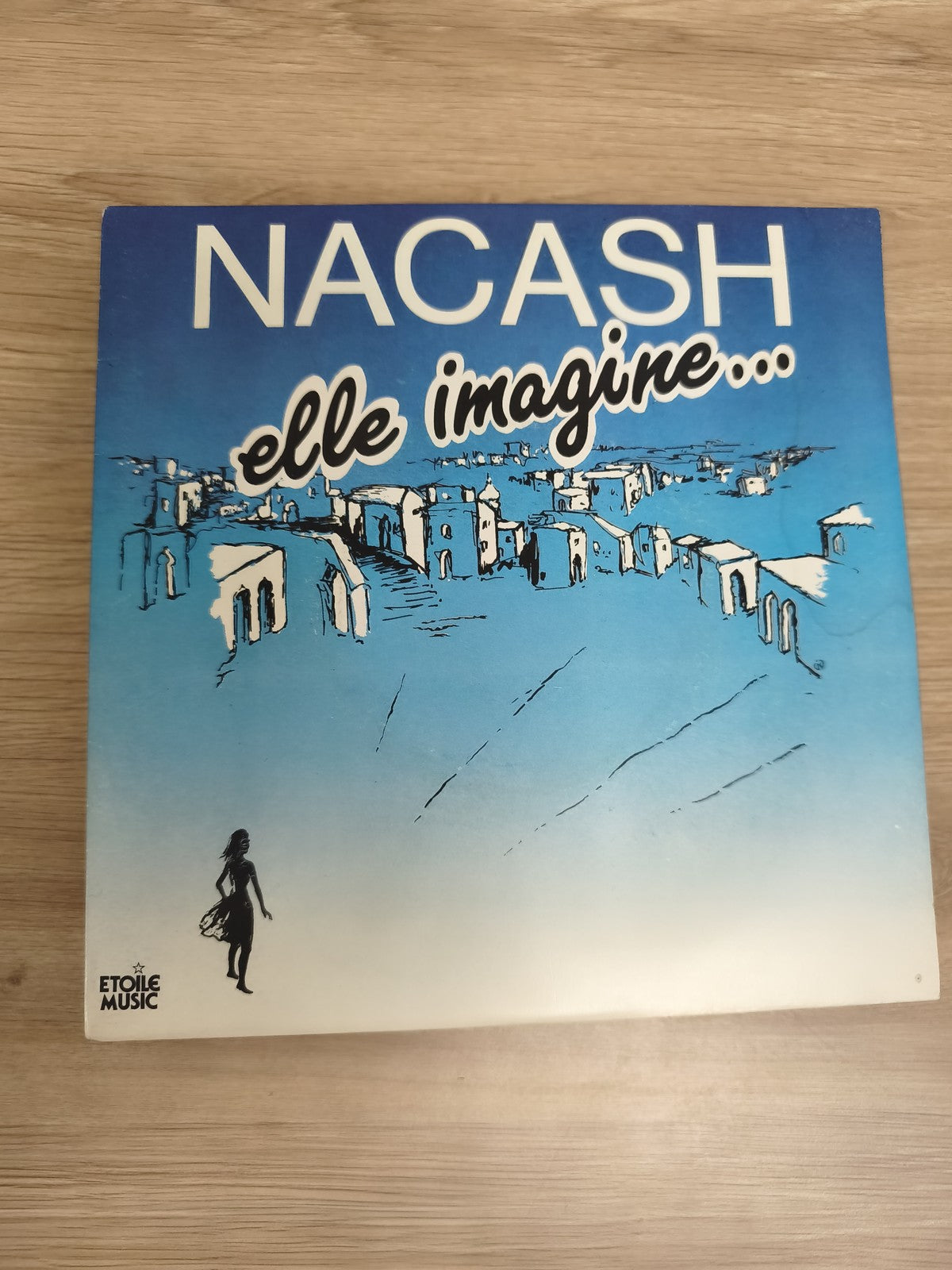 Vinyle 45 tours NACASH Elle imagine pochette bleue dessin silhouette Étoile Musi