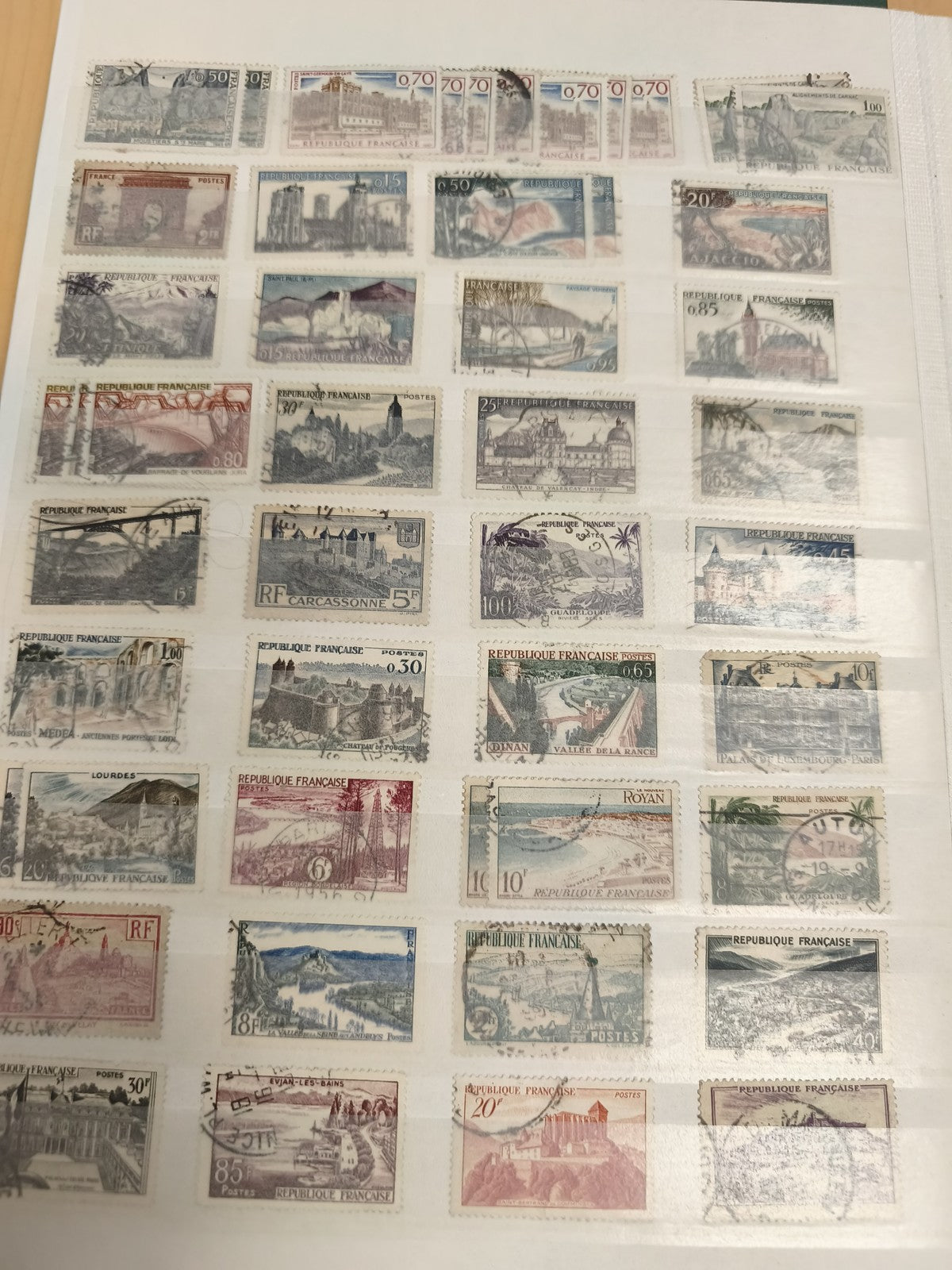 Lot timbres France paysages monuments oblitérés philatélie anciens