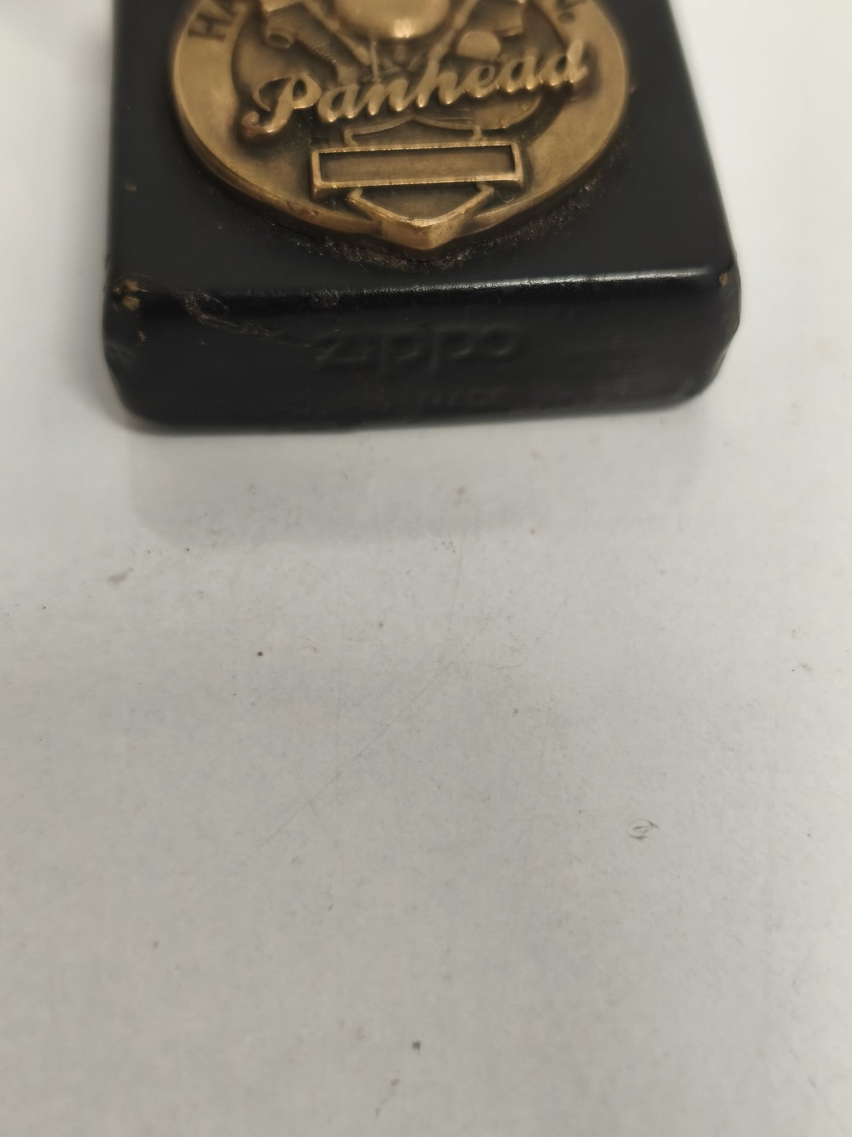 Briquet Zippo vintage Harley Davidson Panhead noir à restaurer