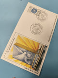 Enveloppe FDC premier jour ONU 40e anniversaire, timbre bleu, illustration