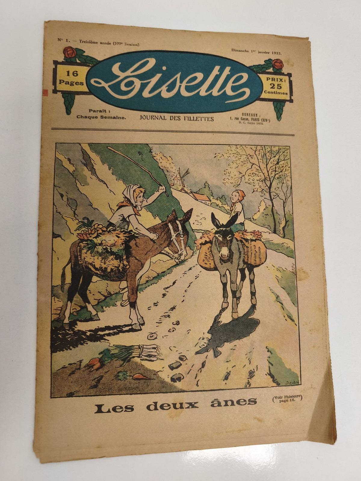 Ancien journal Lisette 1933, Journal des fillettes, BD vintage illustré