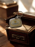 Porte-clés publicitaire vintage Loriot 1966, rectangulaire, logo couronne rétro
