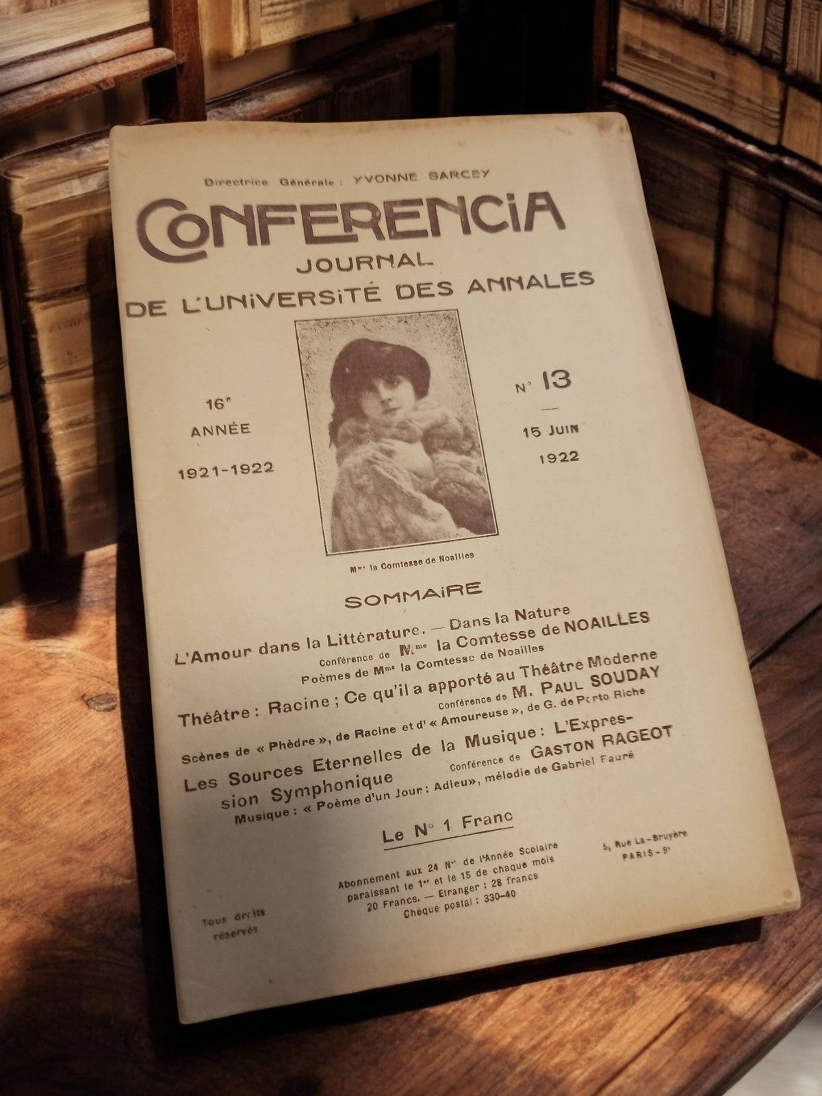 Revue ancienne CONFERENCIA 1922 journal universitaire vintage rétro annales