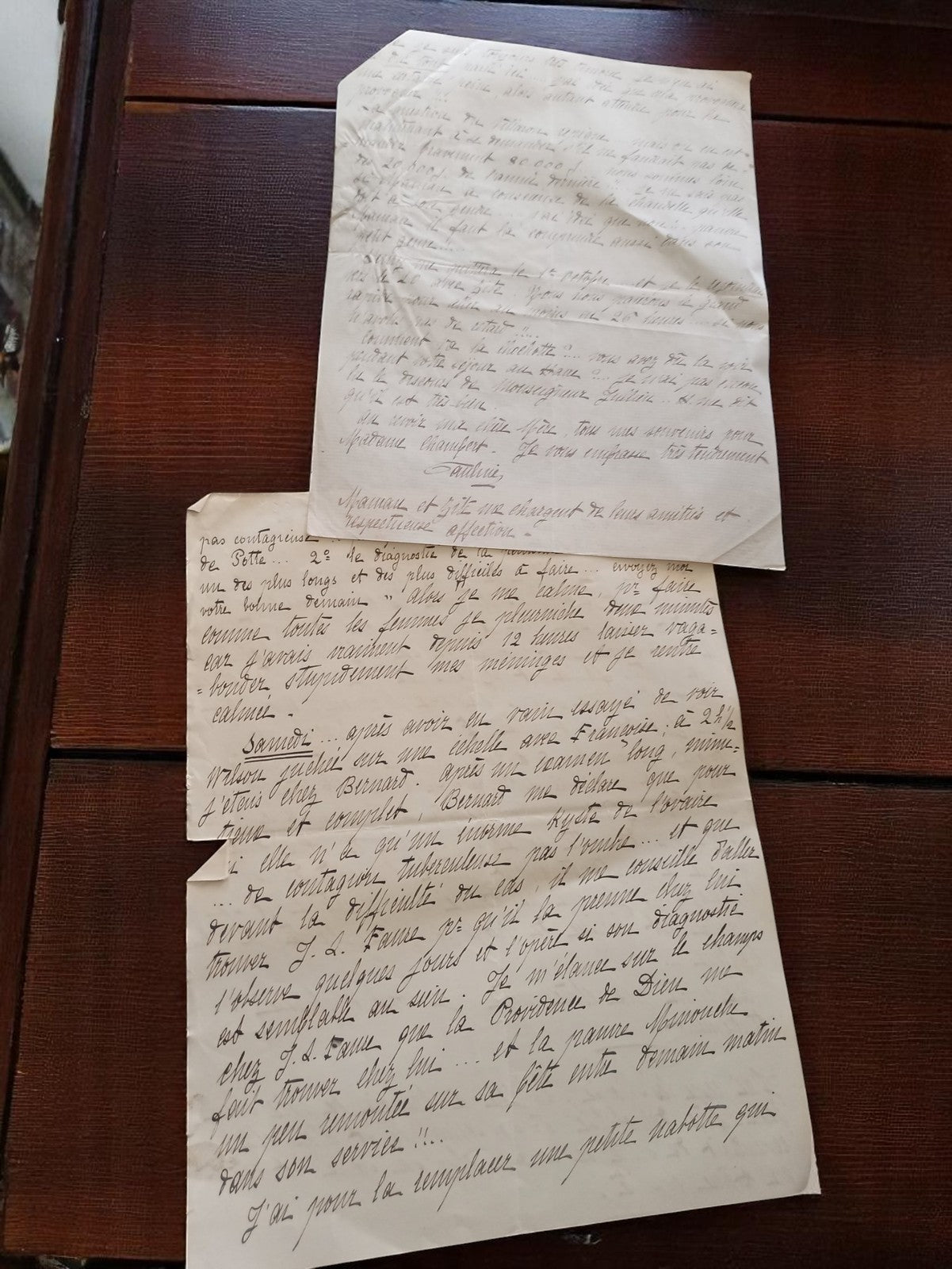 Lettre manuscrite ancienne 1918, correspondance intime guerre, papier crème