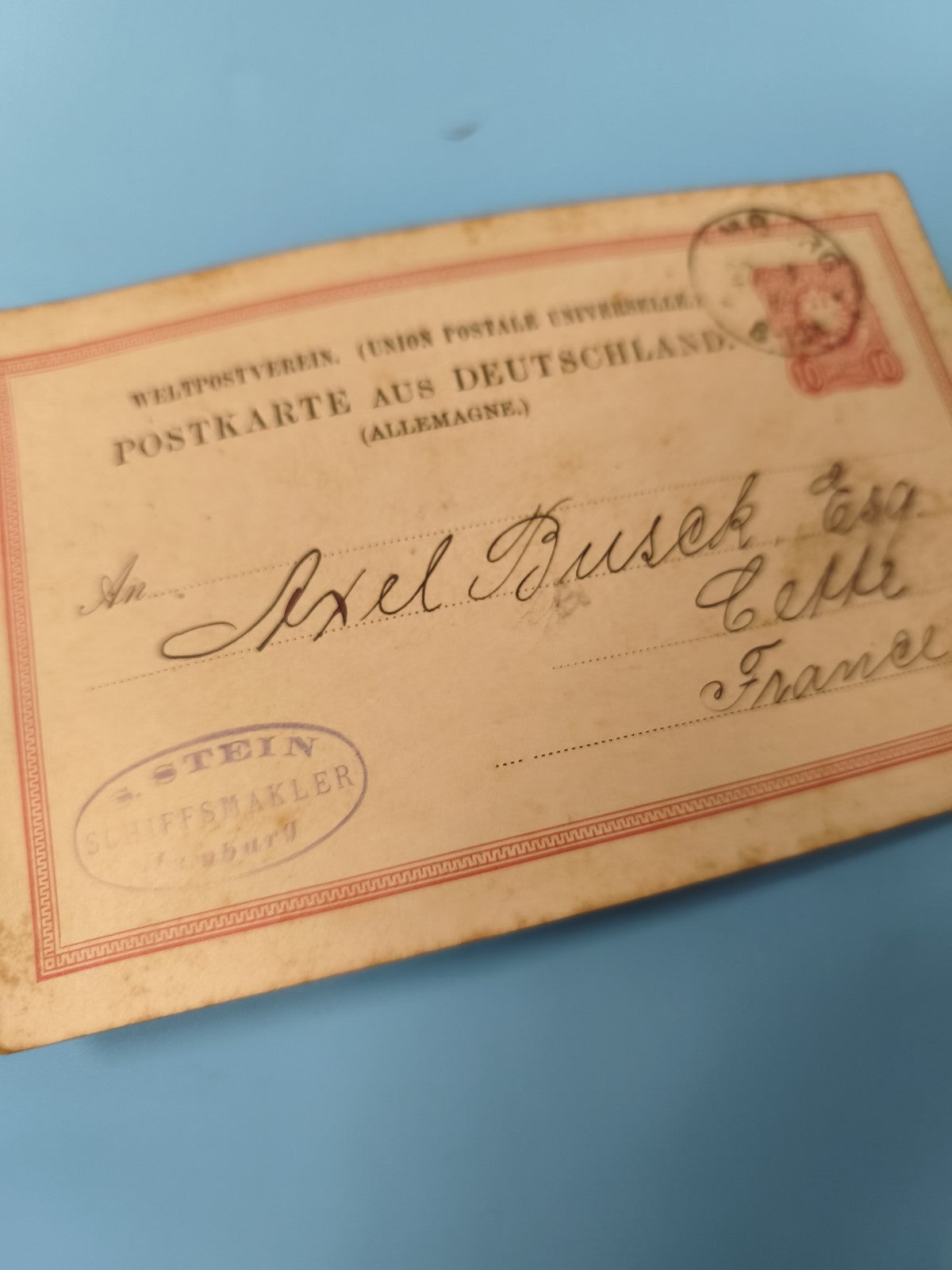 Ancienne carte postale oblitérée Allemagne XIXe philatélie écriture vintage