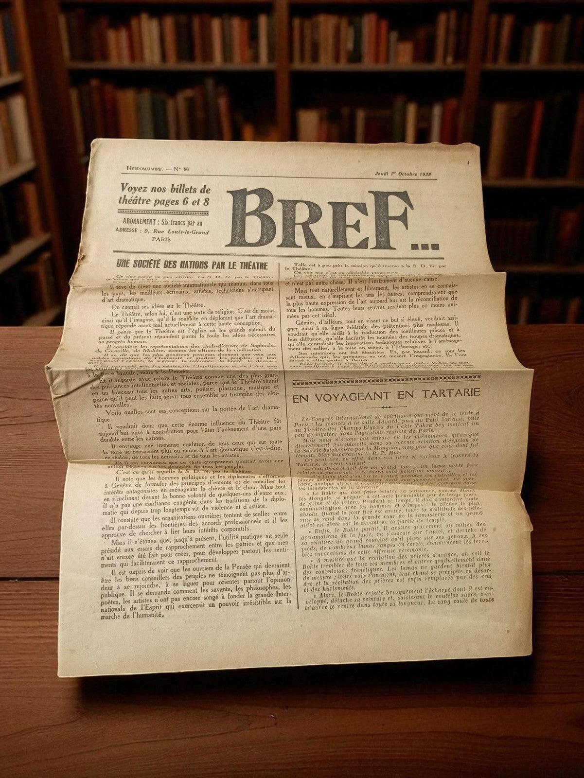 Ancien journal BREF 1928 vintage presse rétro hebdomadaire Paris rare