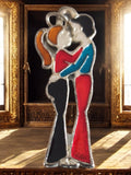 Pendentif vintage émaillé années 70 couple pop art rétro rare