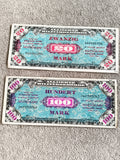 Billets anciens Allemagne 1944 – 20 Mark et 100 Mark occupation alliée vintage
