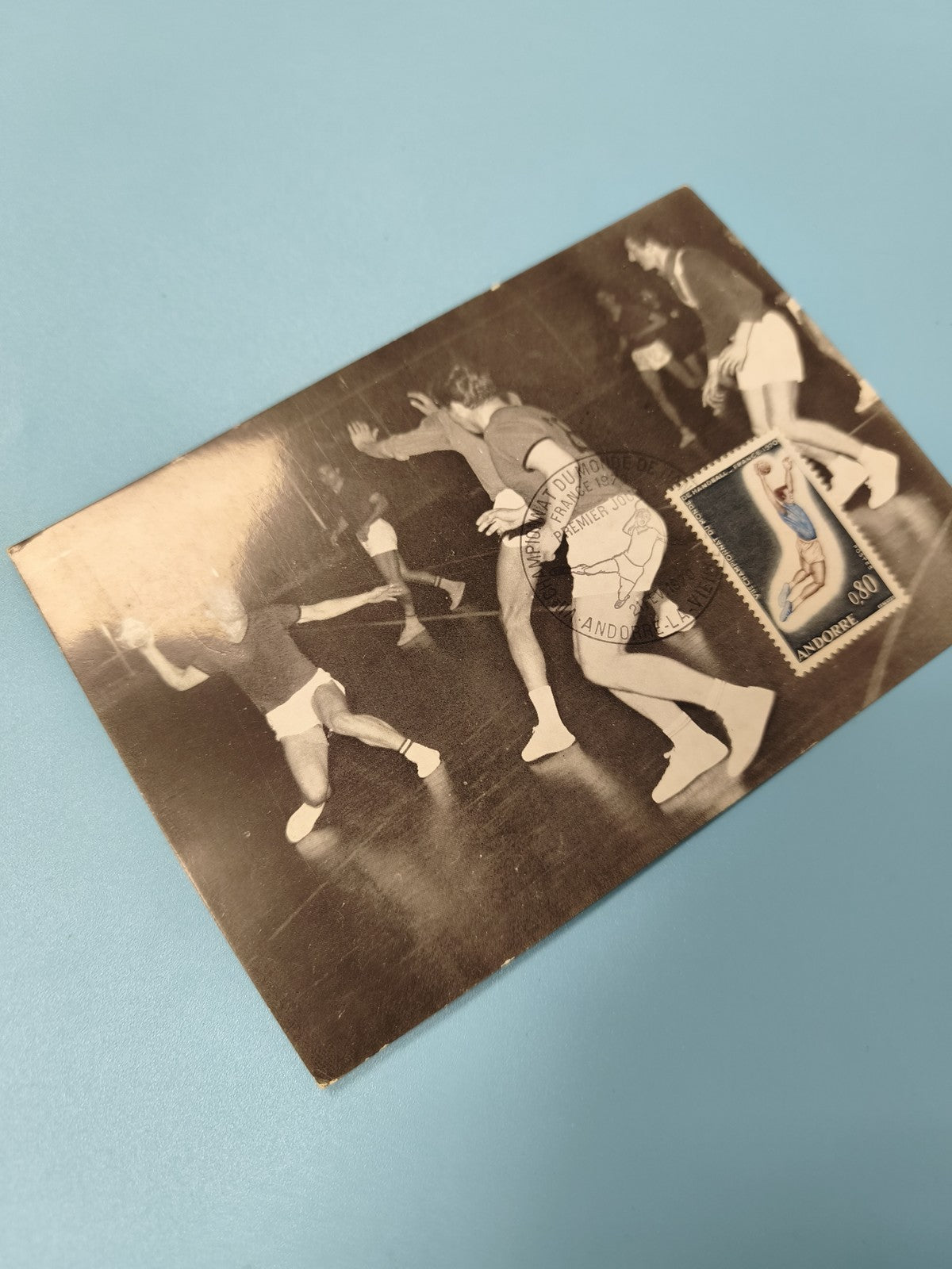 Enveloppe premier jour d?émission FDC handball timbre 0,80 noir et blanc