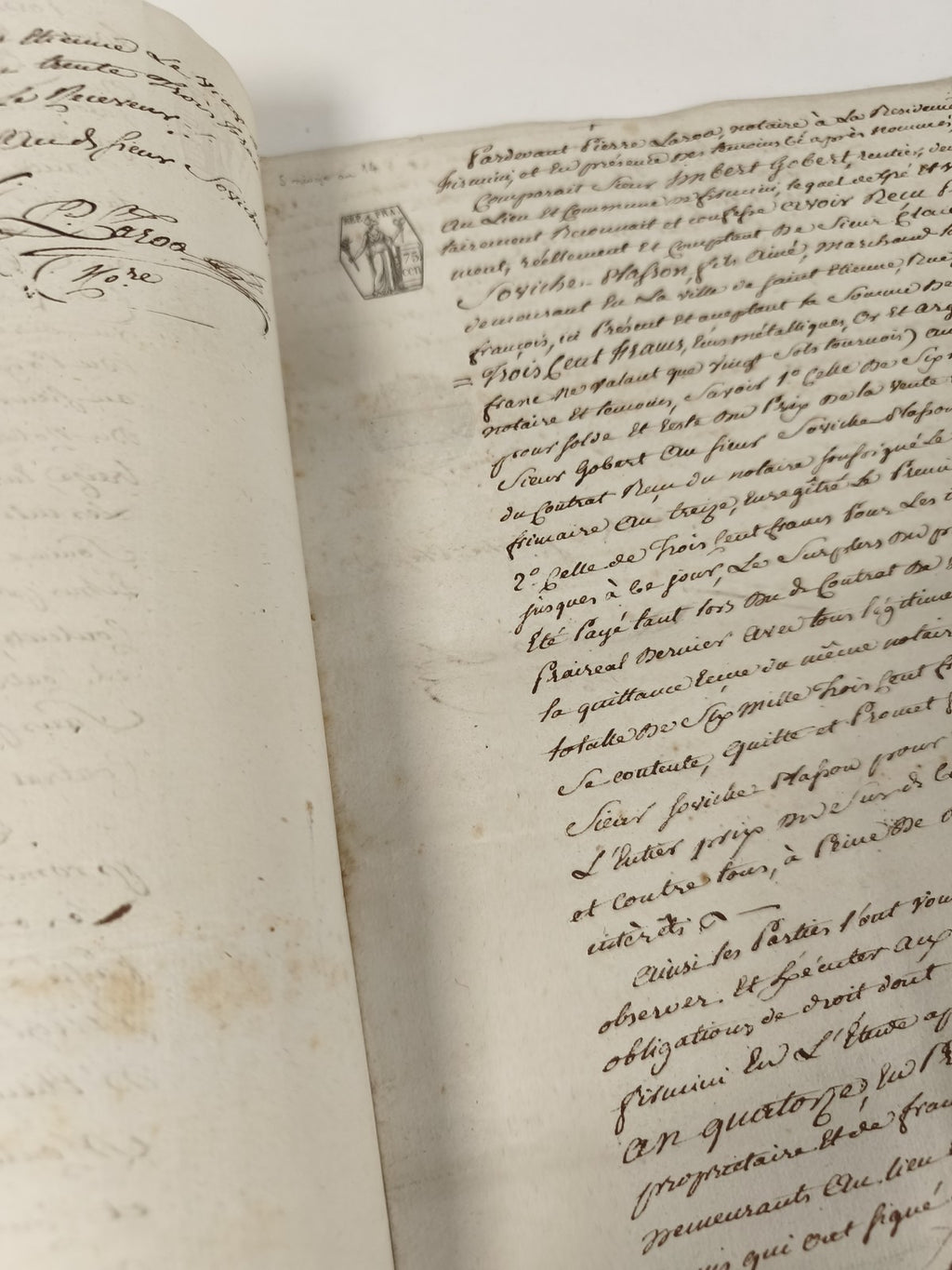 Lettre manuscrite administrative 1813, papier timbré XIXe, cachet fiscal 75 c