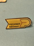 Vintage pin's Pechiney bâtiment jaune logo ancien collection (Ref 15)