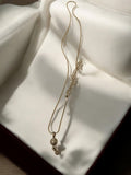 Collier vintage rétro doré, pendentif perles fantaisie ancien, bijou d'occasion