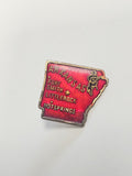 Pin's ancien vintage Arkansas, badge rétro USA, collection objets publicitaires