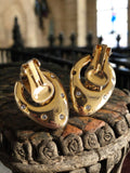 Boucles d’oreilles vintage dorées clips années 60 style rétro strass