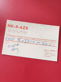 Carte radio HK-4-AZX LCRA DX Club Colombie QSL papier inscription manuscrite