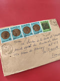 Ancienne enveloppe timbrée Maroc oblitérée 1947 philatélie collection vintage