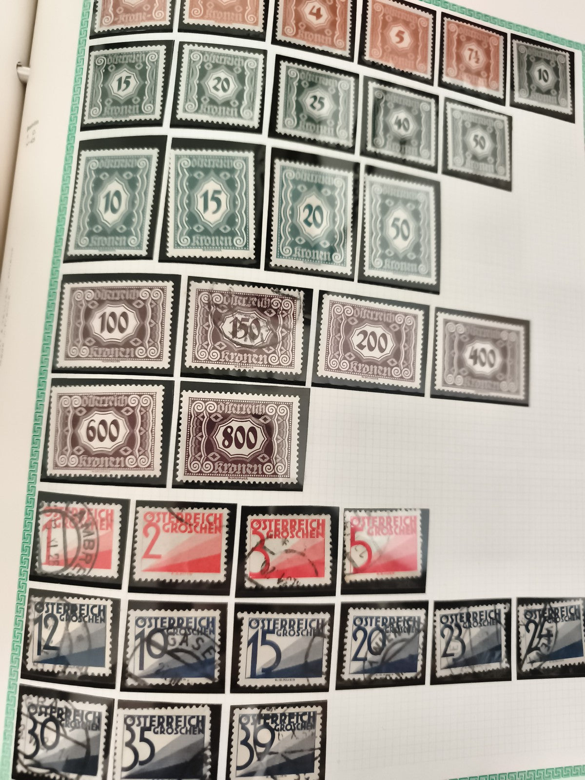 Timbres Autriche Kronen Groschen anciens oblitérés philatélie lot