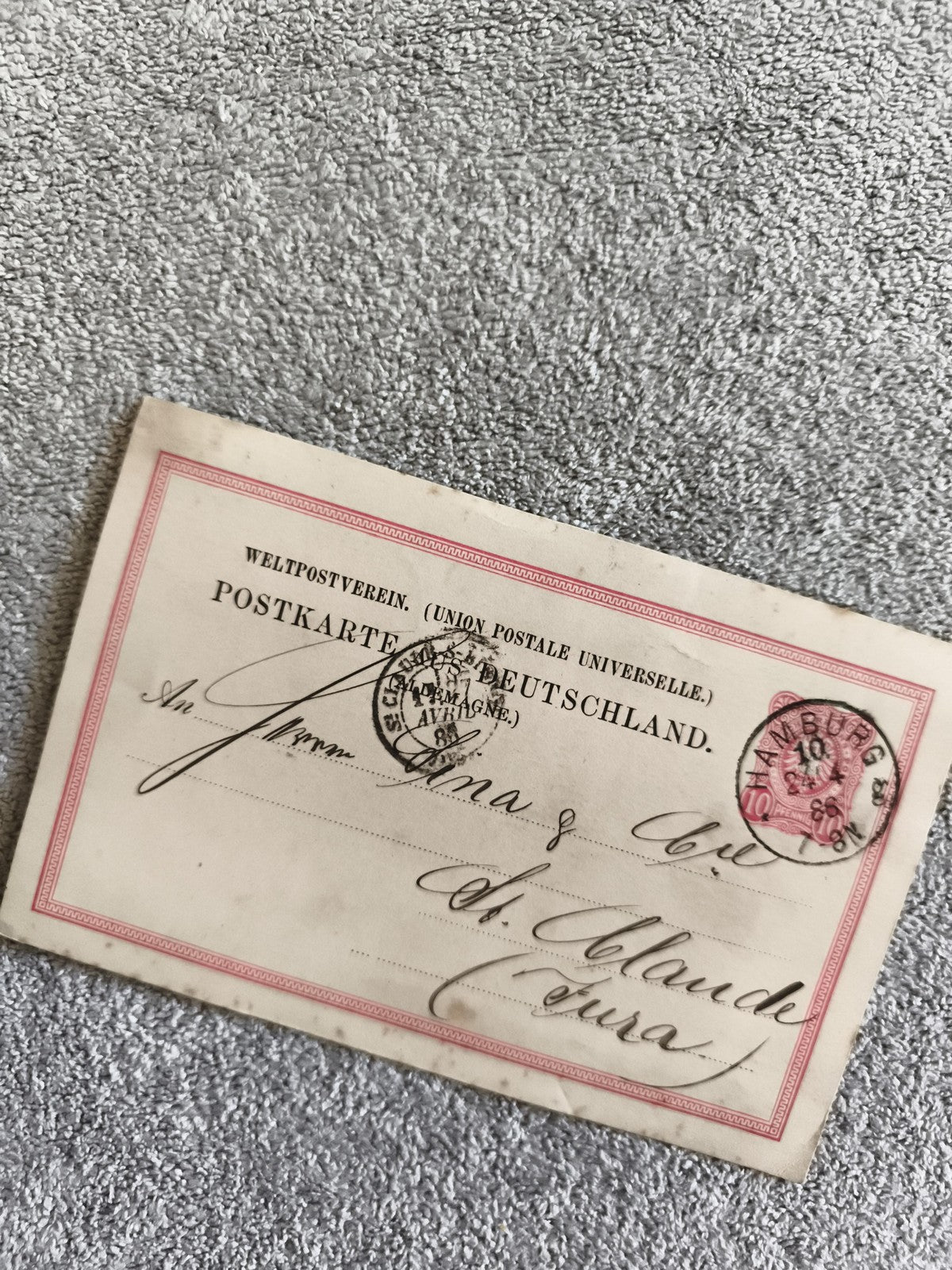 CPA Allemagne Hamburg oblitérée 1888 carte postale timbre 10 Pf Allemagne