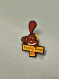 Vintage pin's Promo News 91 mascotte rouge, badge publicitaire collection