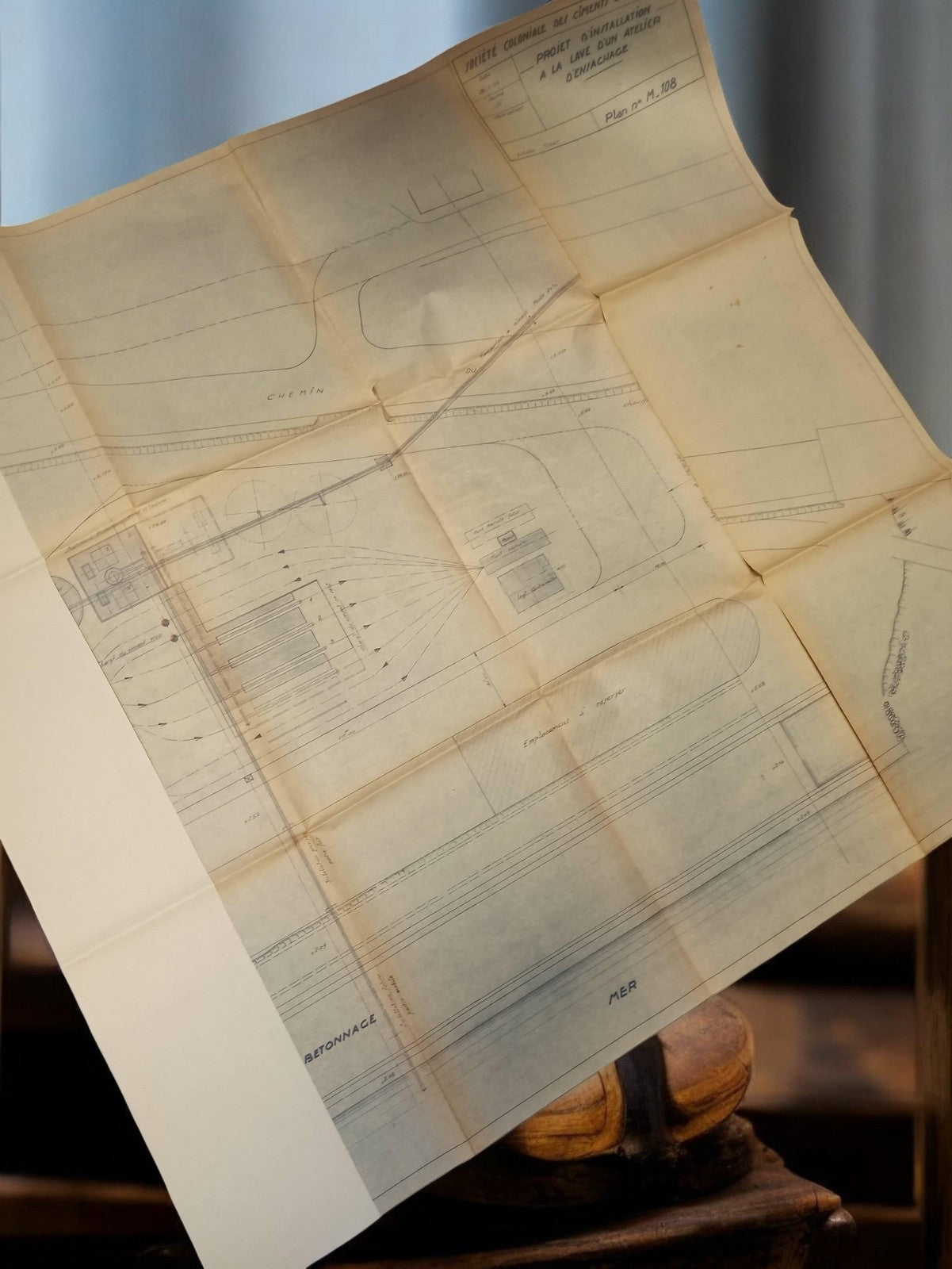 Plan ancien Marseille Société Coloniale Chemins de Fer atelier hydraulique 1930s