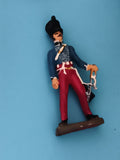 Figurine soldat ancien en plomb uniforme bleu rouge, jouet militaire vintage