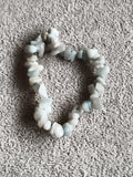 Bracelet pierres naturelles blanc bleu, chips minéraux, bijou fantaisie