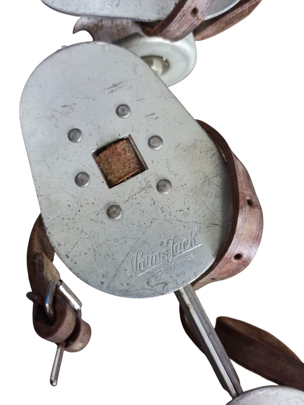 Patins à roulettes vintage métal France rétro années 60-70 lanières cuir