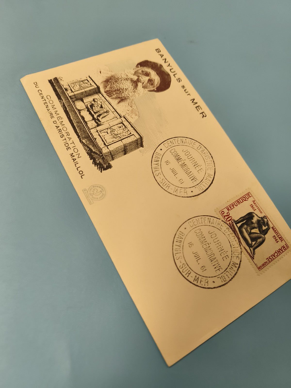 Enveloppe FDC premier jour Banyuls-sur-Mer Centenaire Aristide Maillol timbre ro