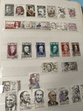 Lot anciens timbres oblitérés France portraits célèbres philatélie collection