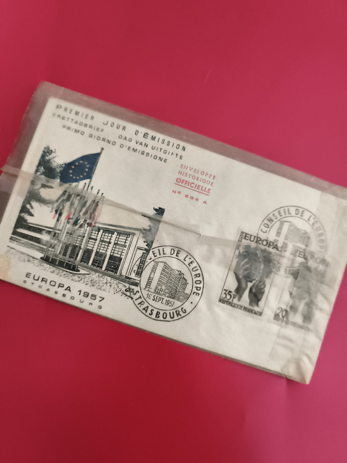 Lettre FDC Europa 1957 Strasbourg Conseil de l’Europe Premier Jour philatélie