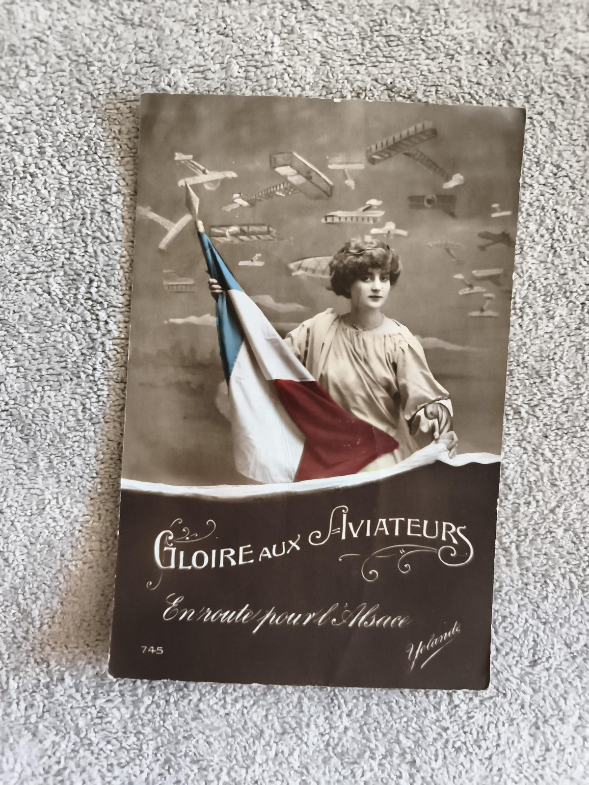 Carte Postale CPA Gloire aux Aviateurs drapeau tricolore aviation ancienne