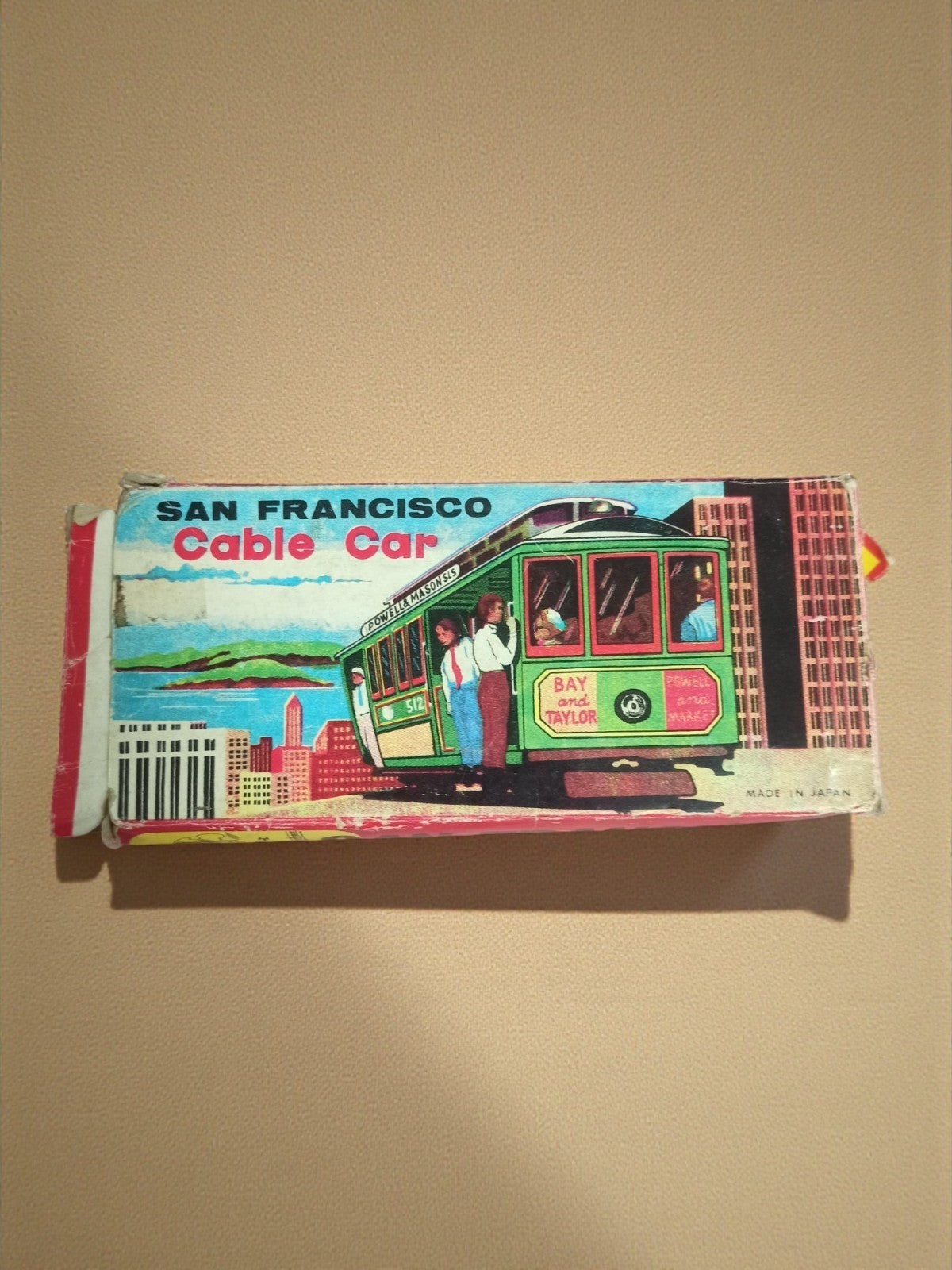 Jouet vintage cable car San Francisco boîte, friction, étain, Japon années 60