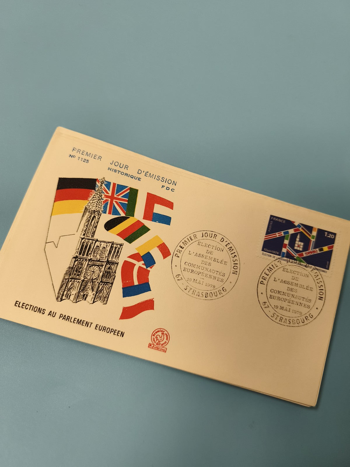 Enveloppe FDC Premier Jour d?Émission Strasbourg Parlement Européen drapeaux