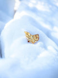 Broche feuille vintage dorure sur métal, bijou rétro ancien élégant