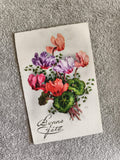 Carte postale Bonne Fête cyclamens fleurs illustrée CPA