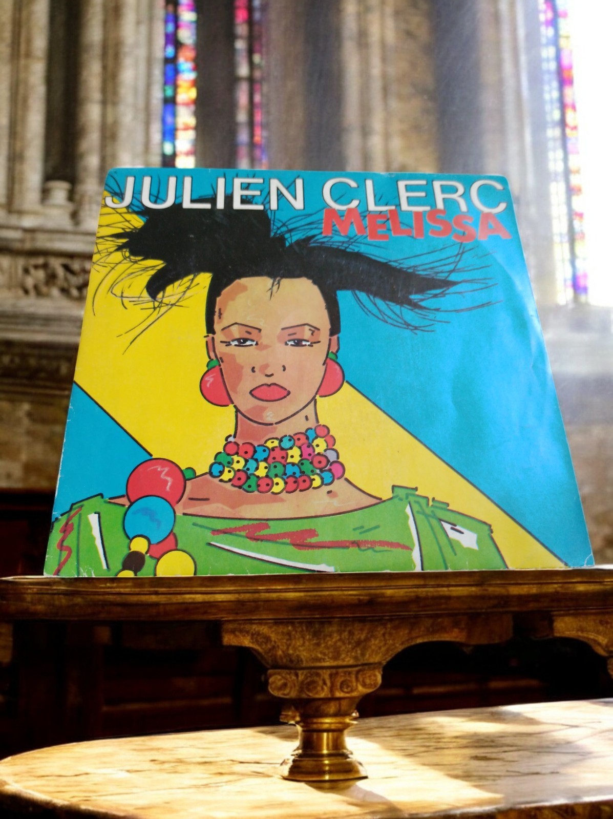 Vinyle 45T Julien Clerc Mélissa années 80 pochette illustrée vintage