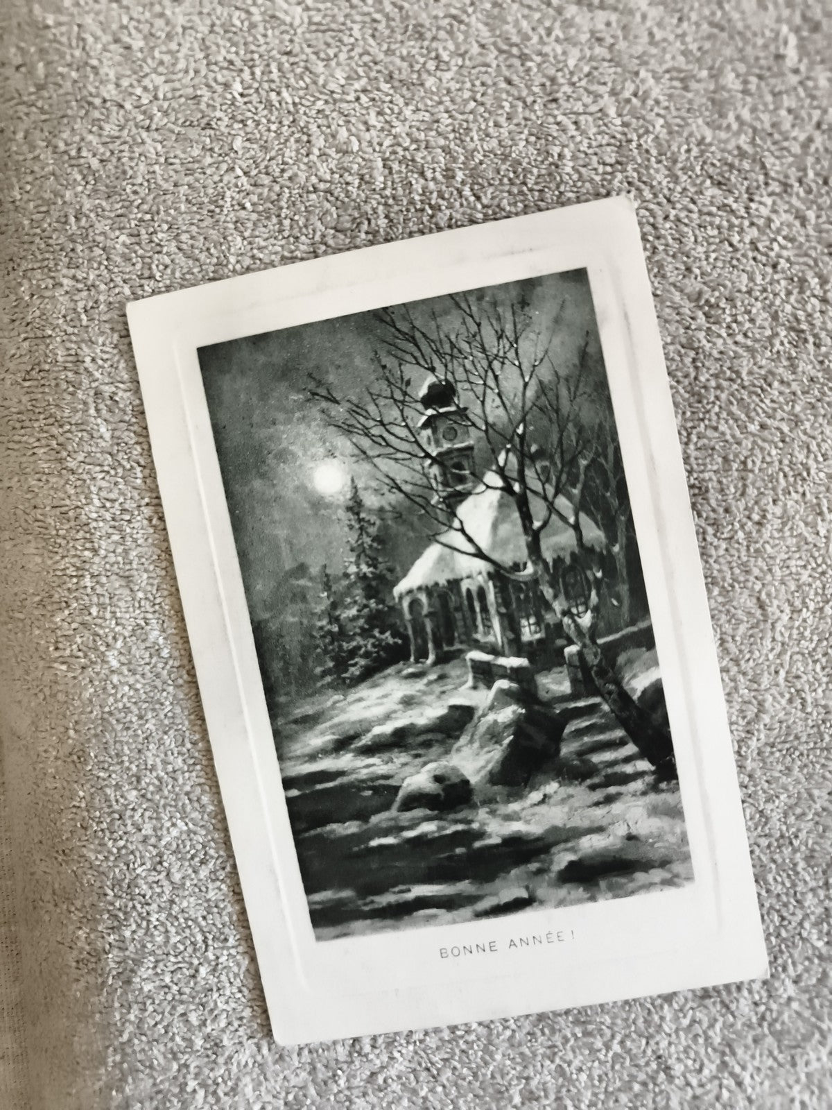 Carte postale ancienne Bonne Année paysage hiver église CPA