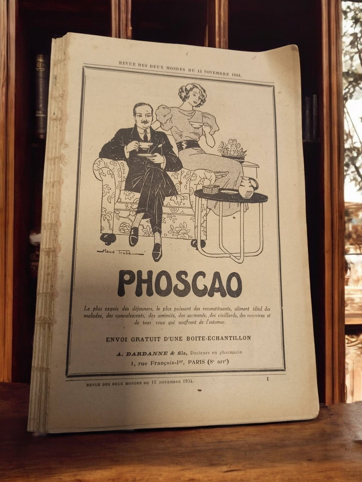 Publicité ancienne Phoscao 1934 revue Deux Mondes vintage rétro déco