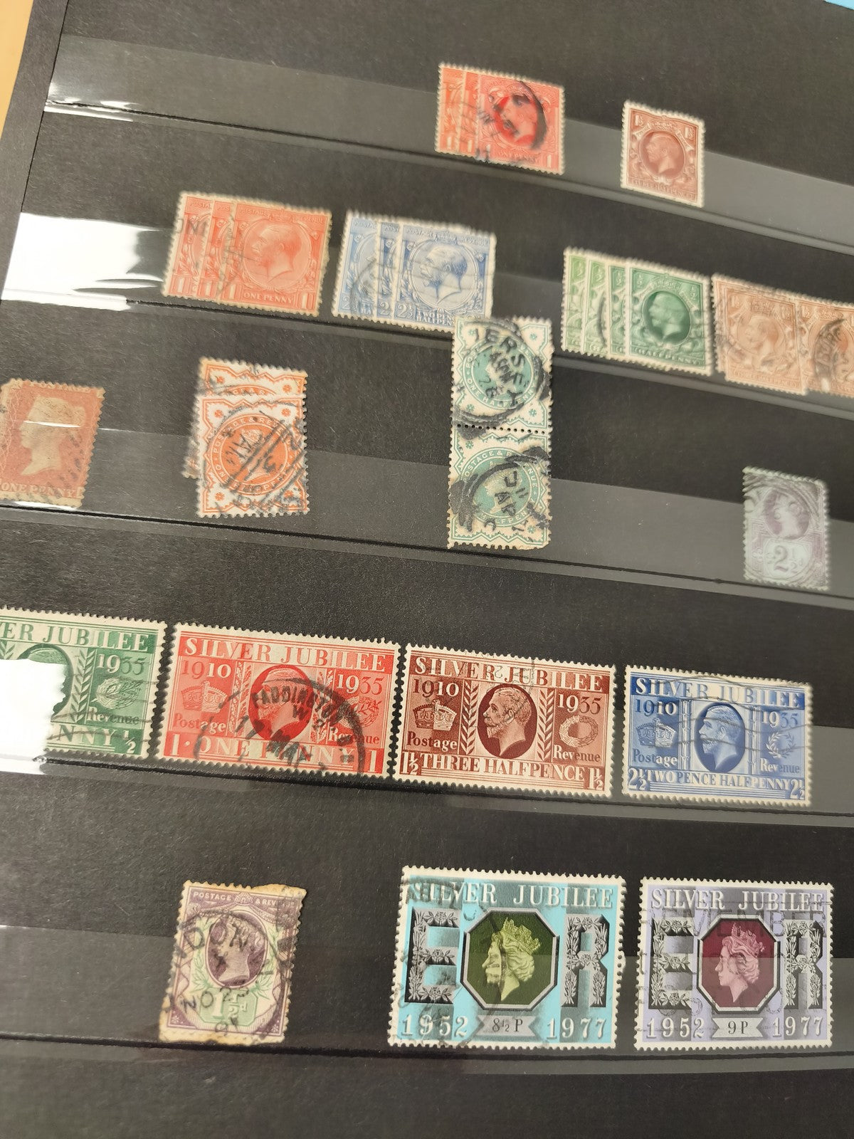 Lot anciens timbres oblitérés Angleterre Silver Jubilee et divers collection