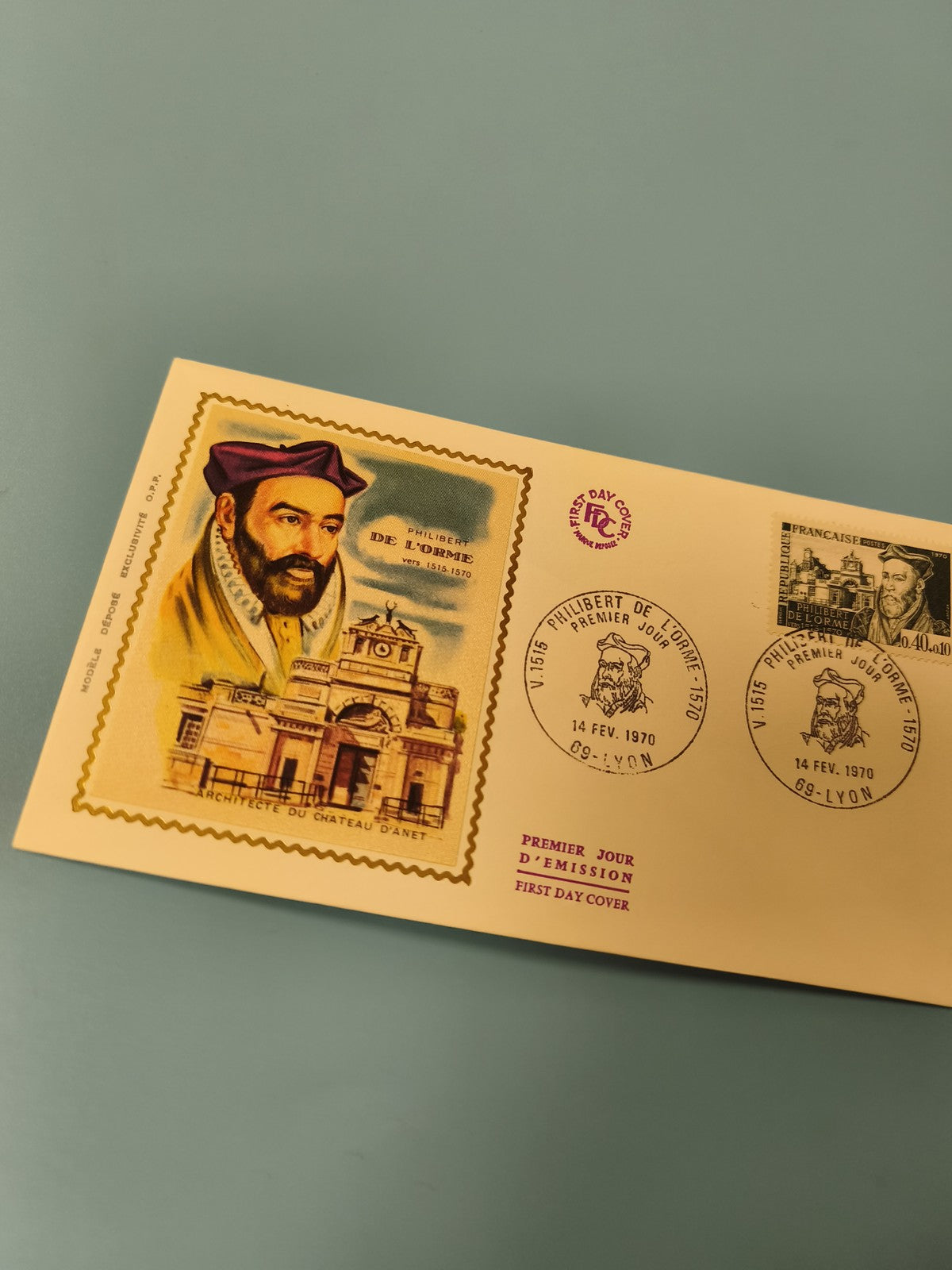 Enveloppe premier jour Philibert de l?Orme FDC 1970 Lyon architecte Anet