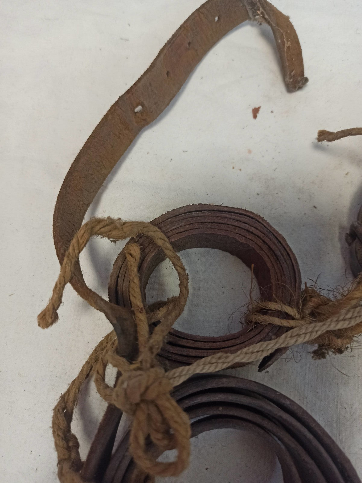 Lot sangles militaires anciennes vintage, lanières aspect cuir, accessoire unifo