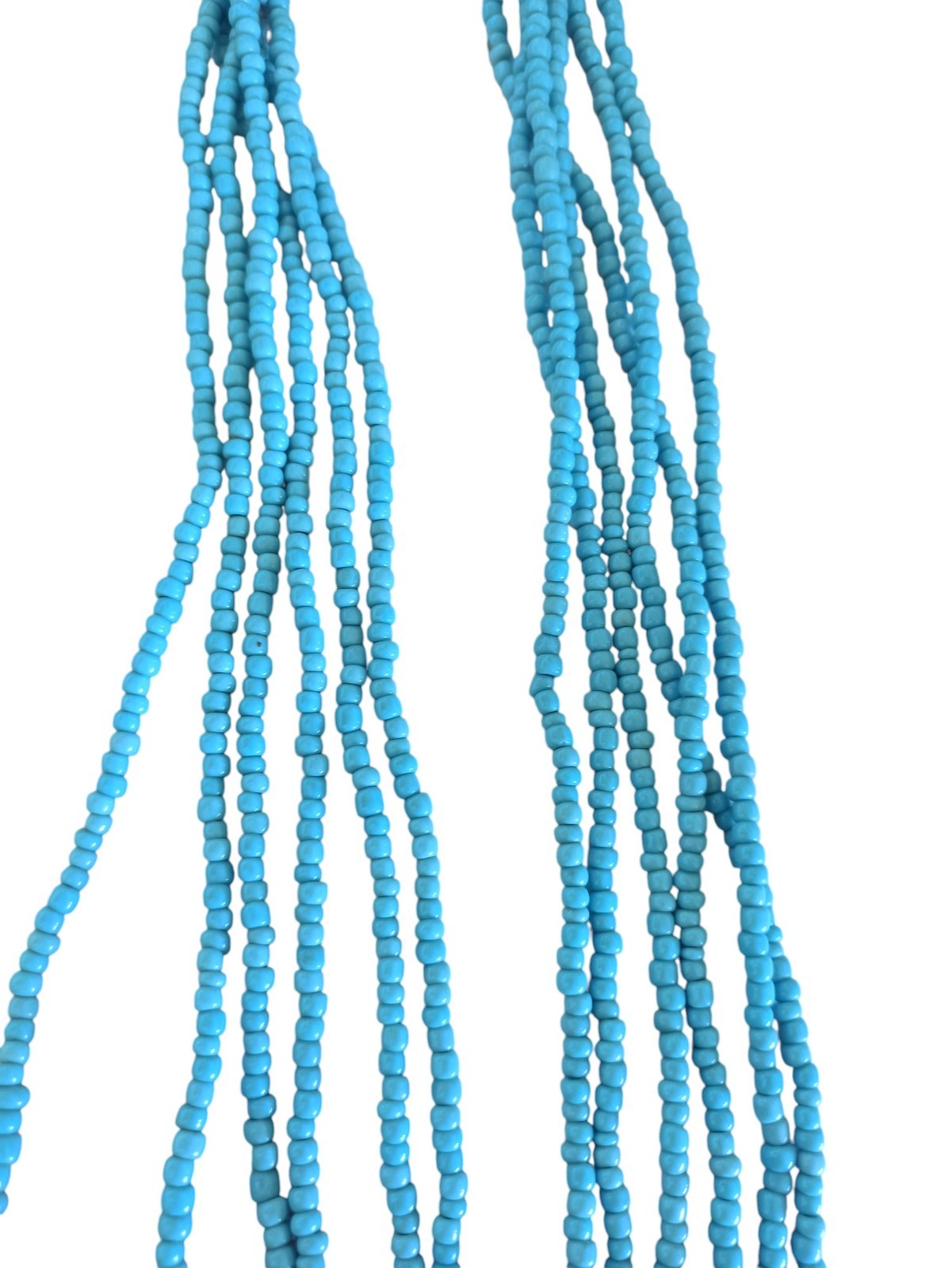 Collier vintage multi-rangs perles turquoises fermoir tête Asie, bijou ethnique
