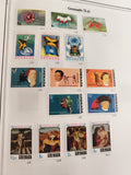 Timbres anciens Grenade Grenada XXe siècle thématique fleurs art histoire