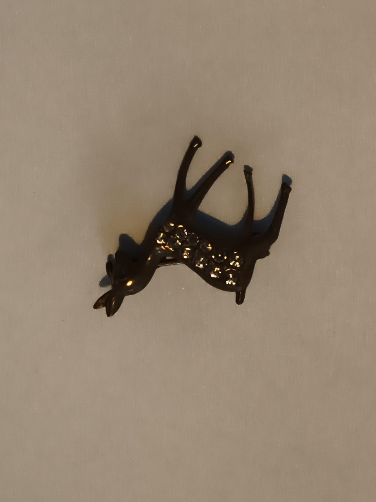 Broche vintage faon doré strass, broche animal rétro, pin's biche