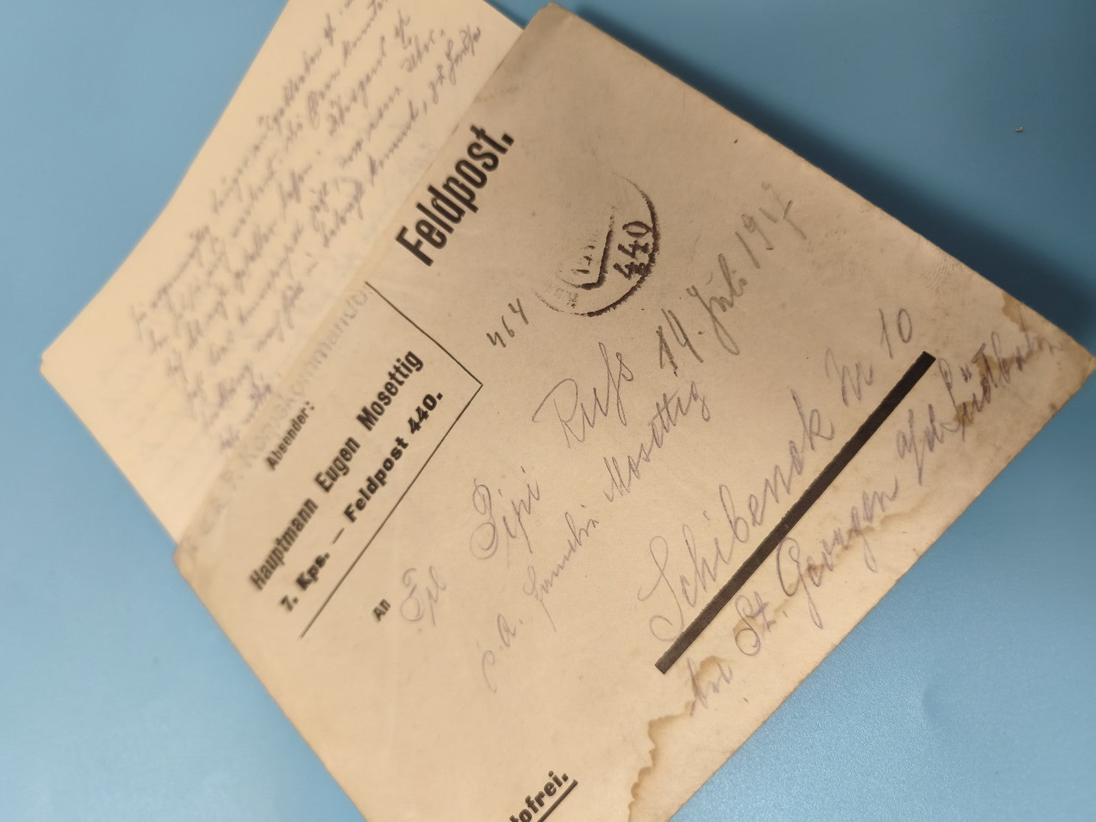 Ancienne enveloppe Feldpost WW1 1915 avec lettre manuscrite philatélie rare