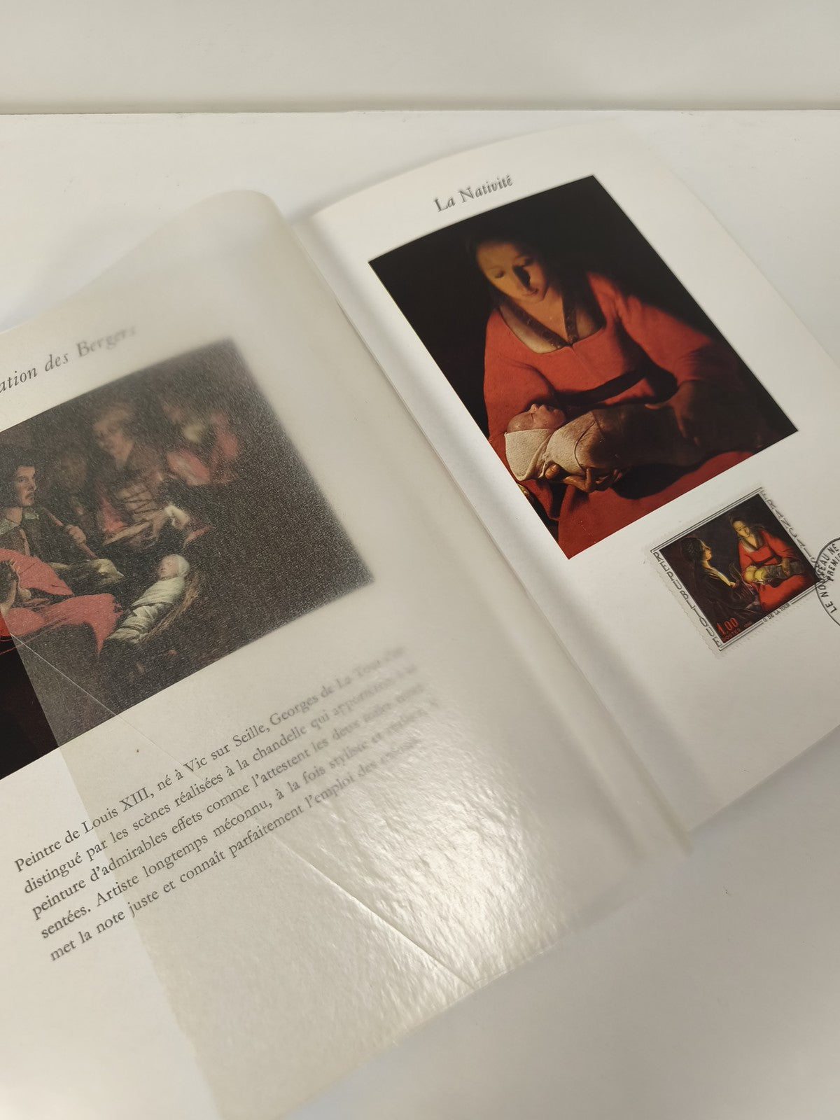 Timbre philatélie La Nativité Georges de La Tour avec feuillet illustré France