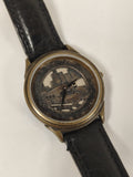 Rare montre Fossil édition limitée, cadran décor ville, manque verre