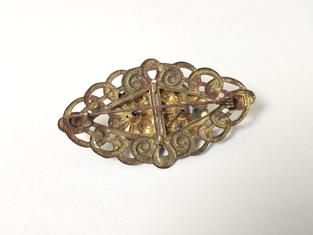 Broche ancienne art déco émaillée vintage, bijou rétro collection occasion