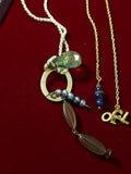 Collier fantaisie ancien vintage pendentif perles, bijou rétro original occasion